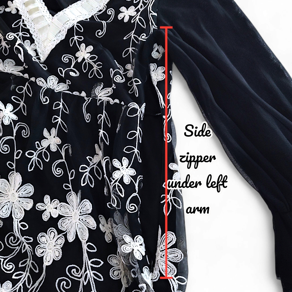 Young Essence Womens Embroidered Floral Ribbon Mini Dress Size Large - Picture 6 of 10